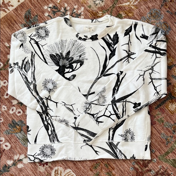 rag & bone Tops - rag & bone Black and White Floral Sweatshirt